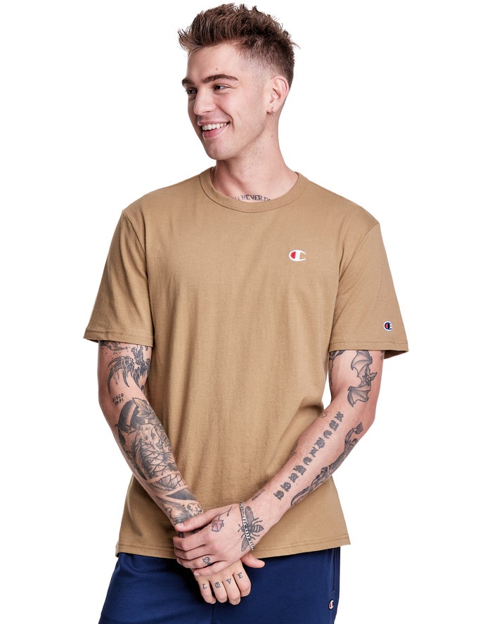 Champion Lightweight Jersey C Logo T-Shirt Heren - Khaki - Belgie 1045NKJIB